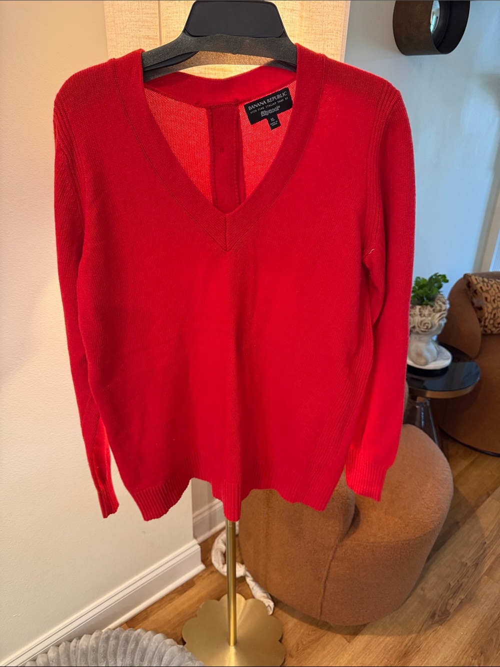Banana Republic Red V-Neck Sweater